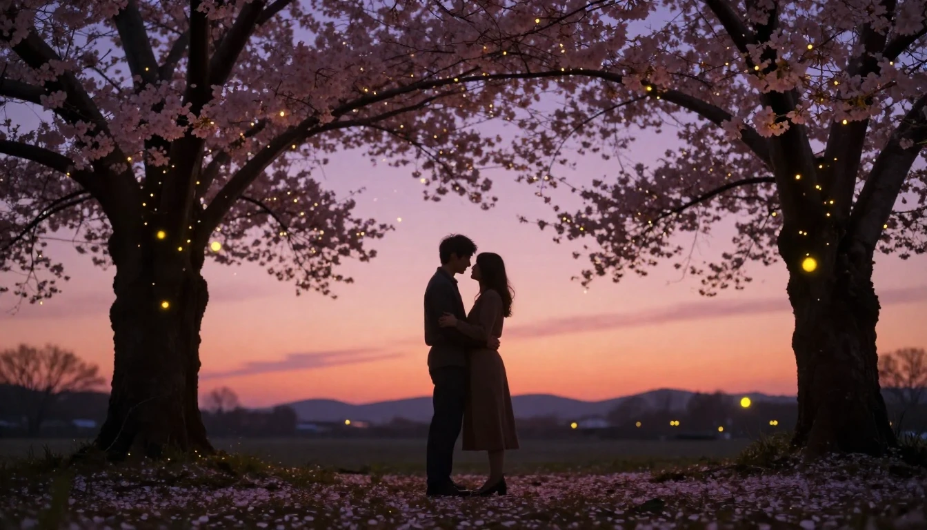 A romantic and intimate scene of a couple standing close tog...
