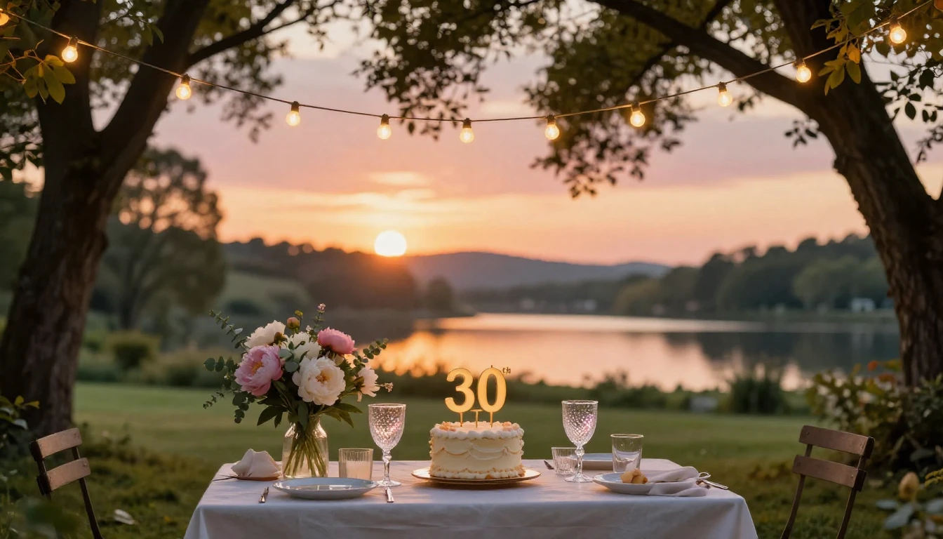 A warm and inviting scene celebrating a 30th birthday milest...