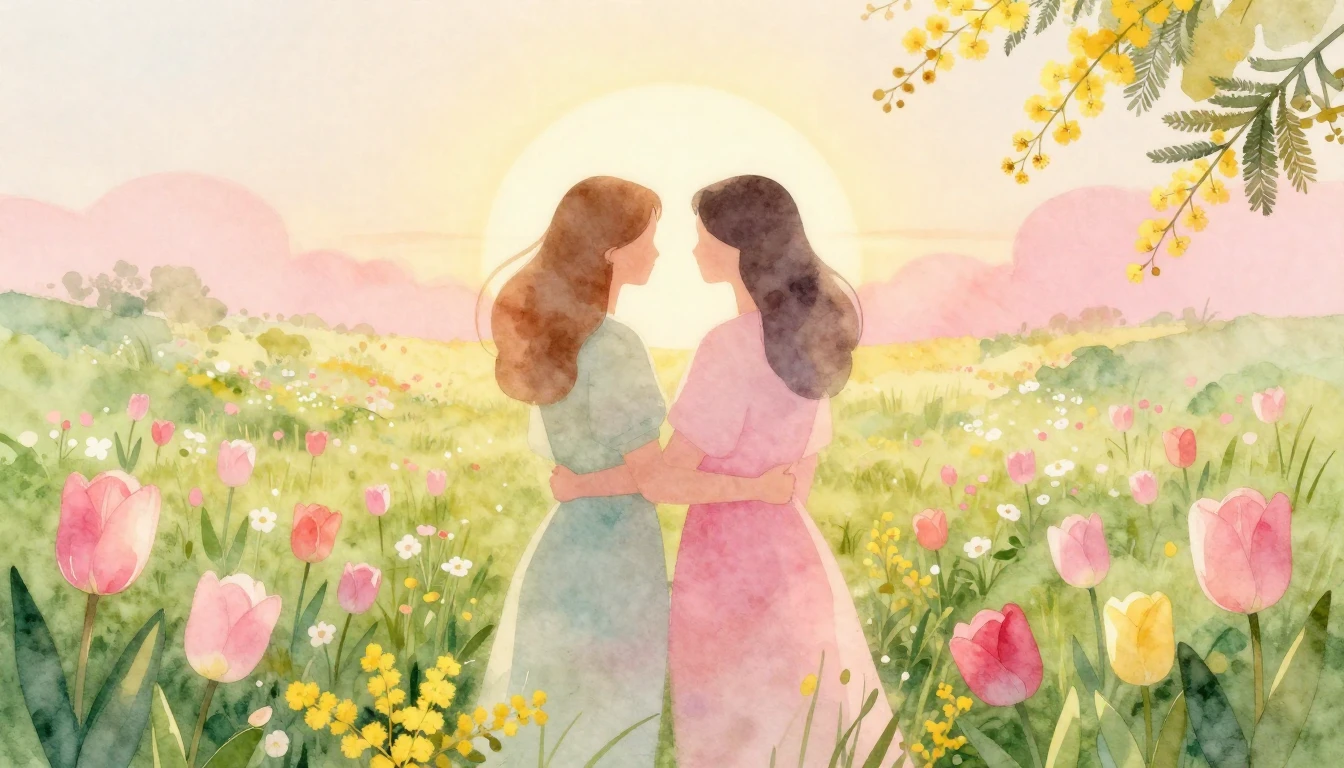 A soft and dreamy watercolor painting depicting the bond of ...