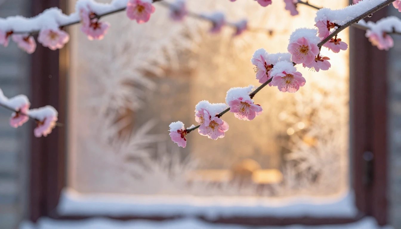 A serene and heartwarming winter scene capturing the essence...