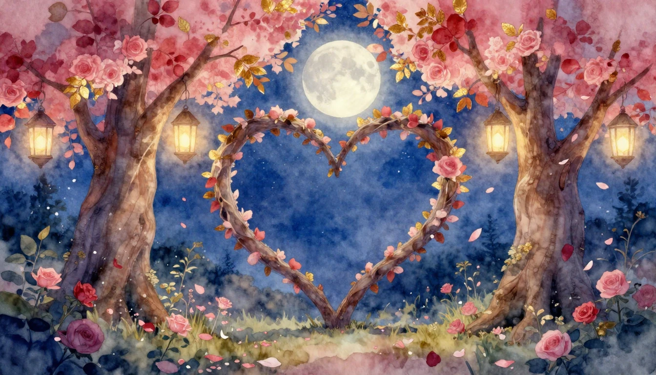 A romantic and dreamy watercolor painting depicting a magica...