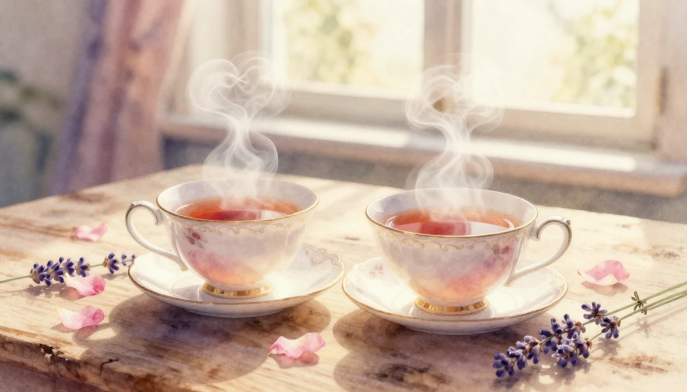 A soft and ethereal watercolor painting depicting two delica...