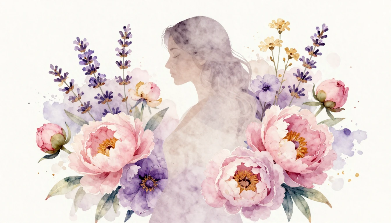 A soft and elegant watercolor painting celebrating femininit...