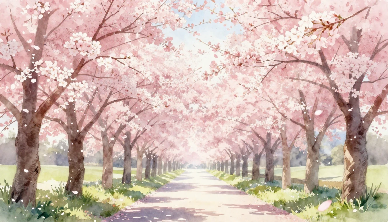 A serene and ethereal watercolor painting depicting a path l...