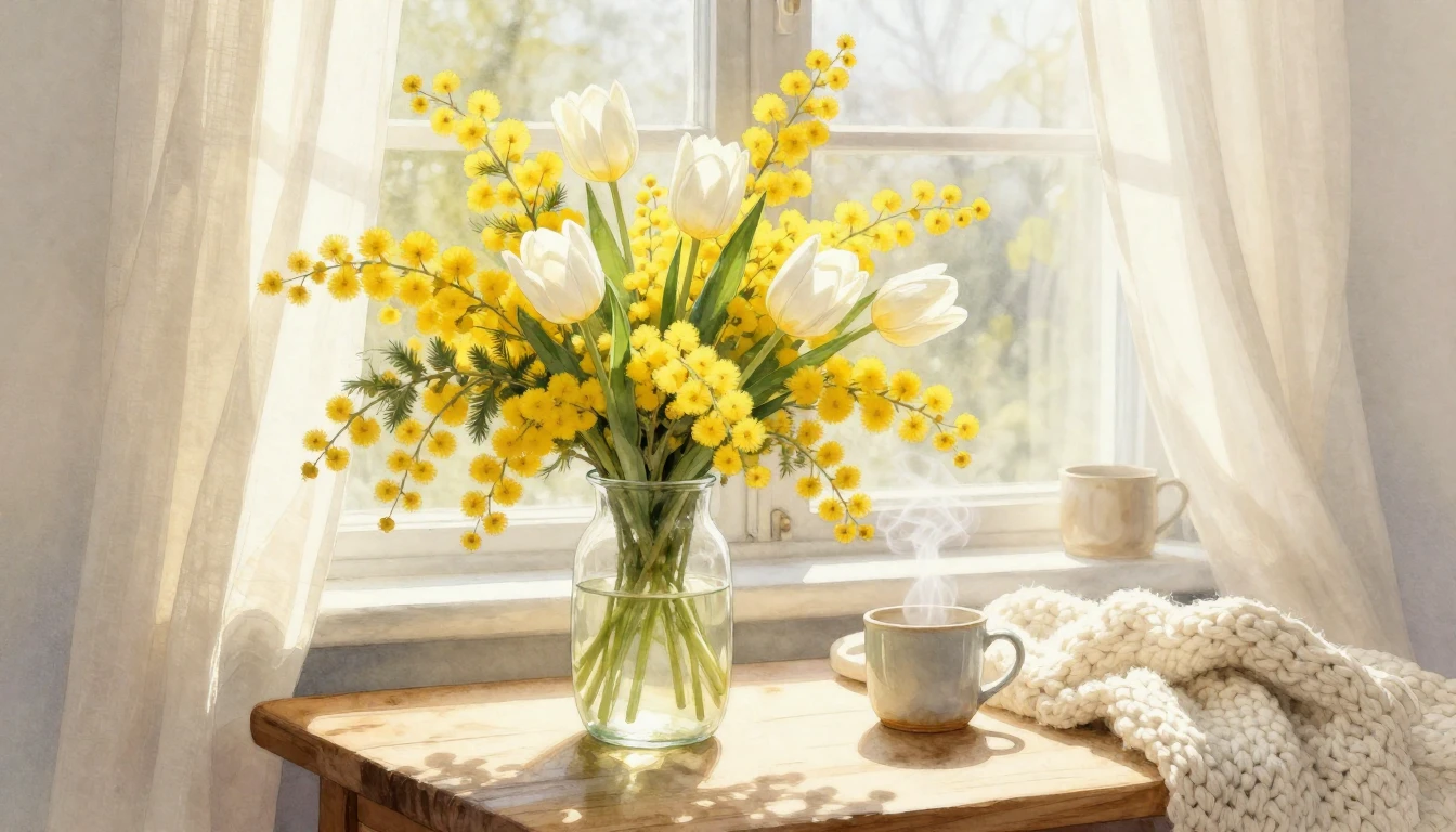 A delicate and heartwarming watercolor painting of a bright ...