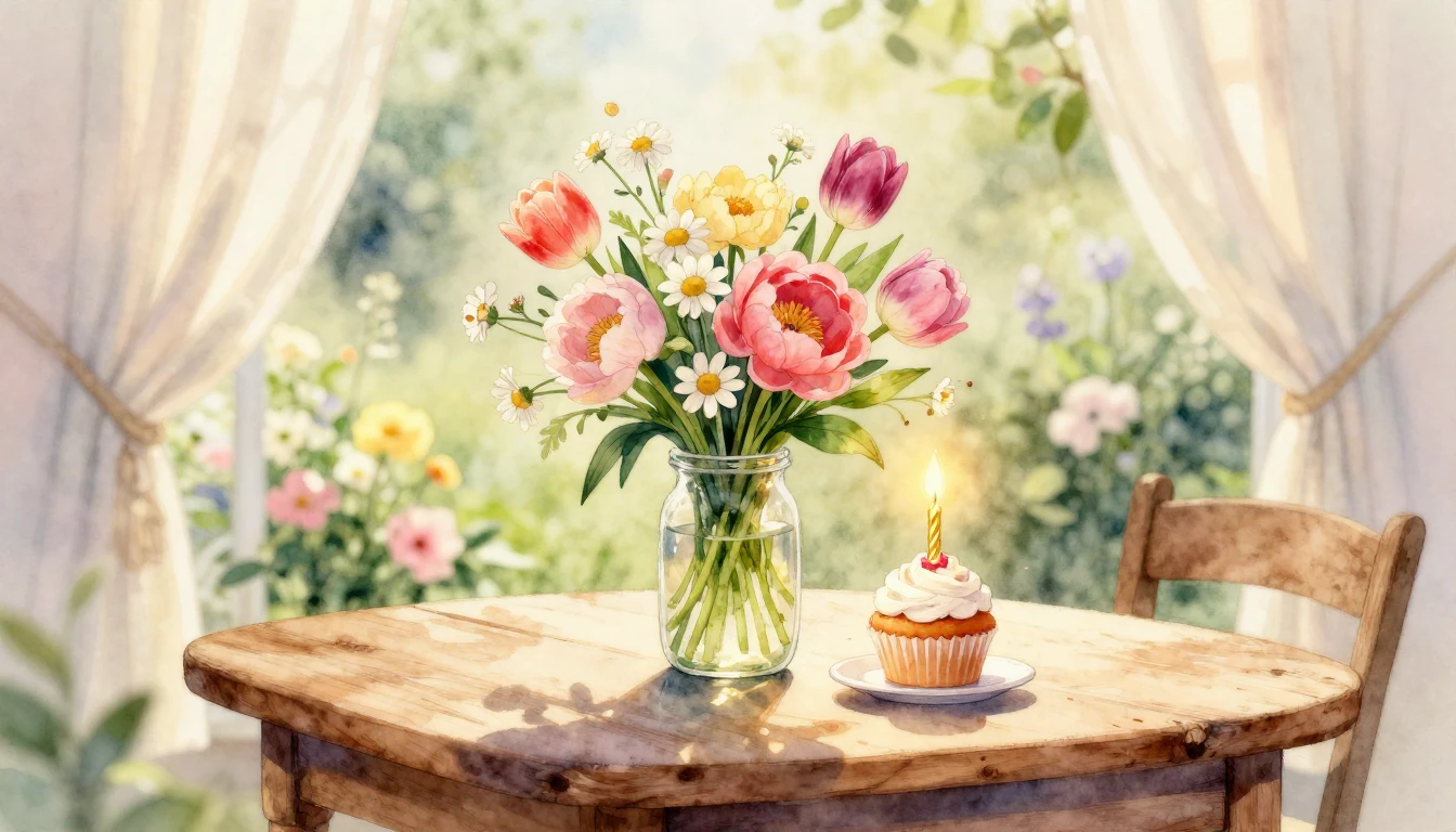 A delicate watercolor painting depicting a cozy and celebrat...