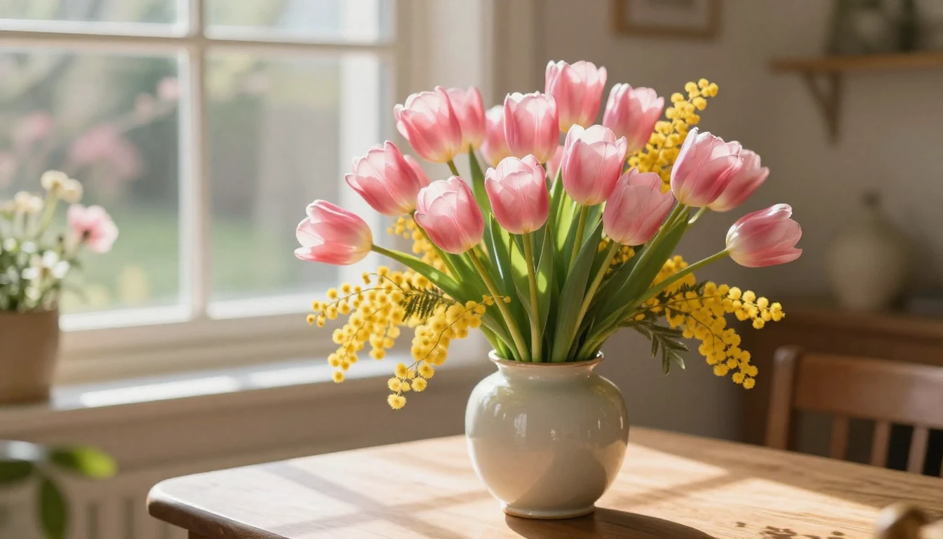 A breathtakingly beautiful spring scene featuring a lush bou...