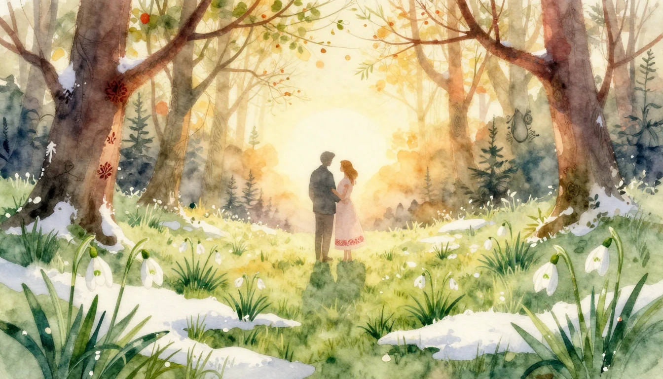 A romantic and ethereal watercolor painting depicting the es...