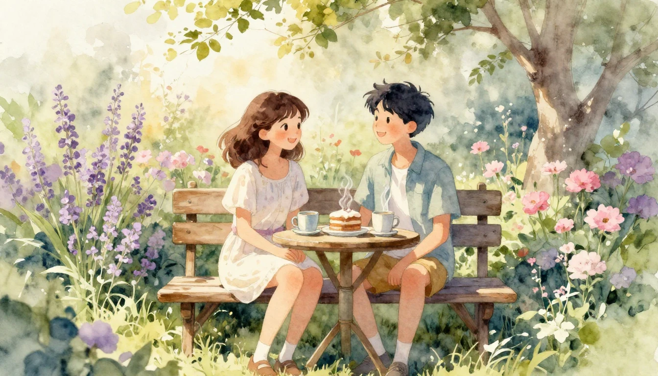 A serene and heartwarming scene in a soft watercolor style. ...