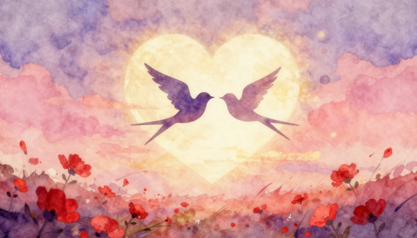 A romantic and dreamy watercolor painting depicting the esse...