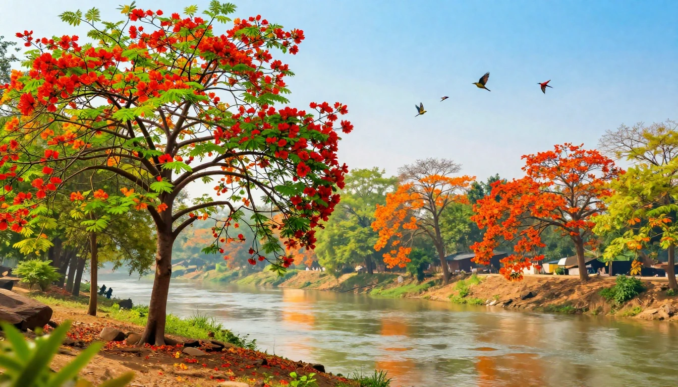 A beautiful spring landscape showing the arrival of the seas...
