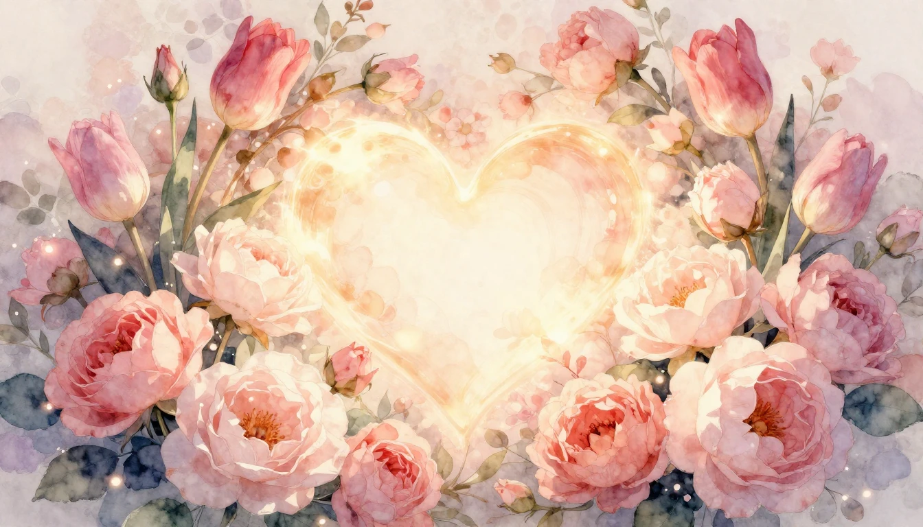 A beautiful, soft watercolor scene of blooming spring flower...