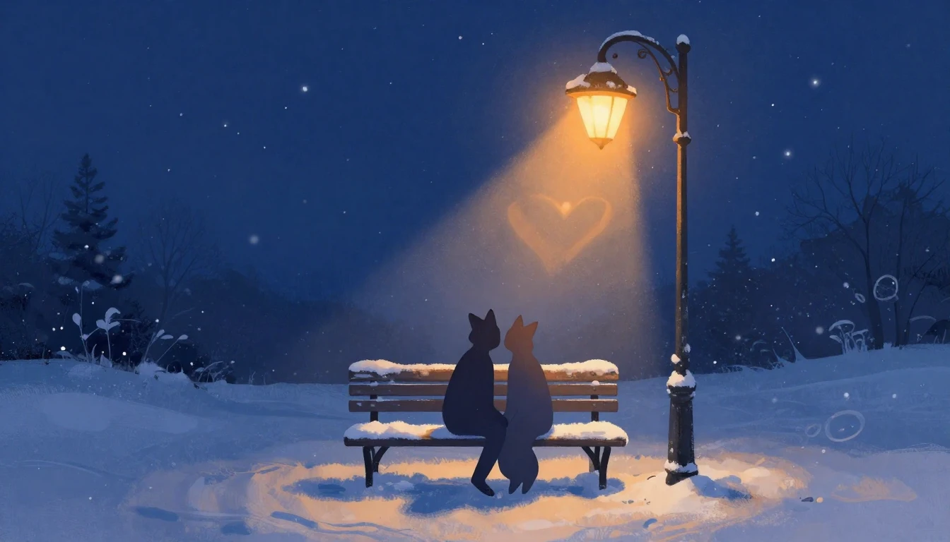 A romantic and dreamy illustration featuring two stylized si...