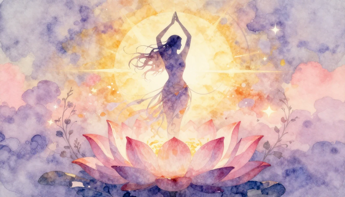 An artistic watercolor painting depicting the abstract silho...