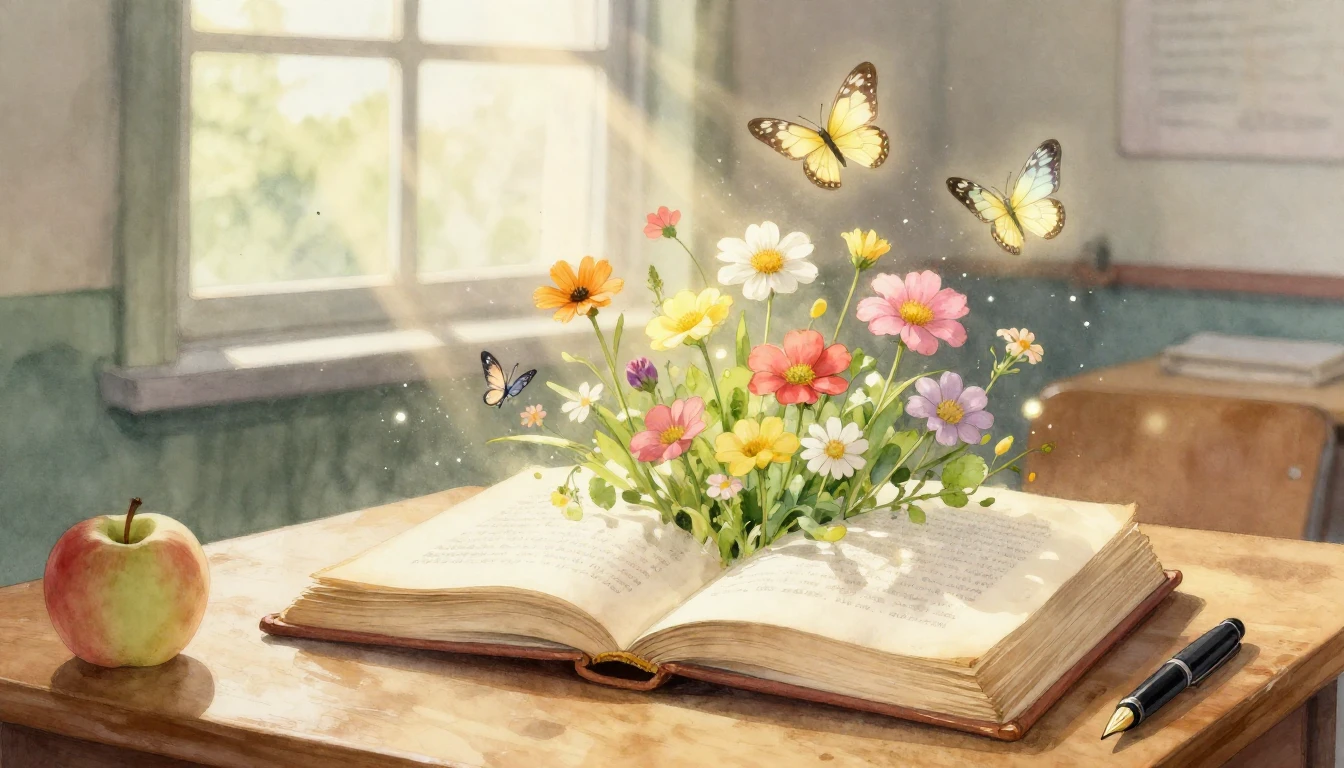 A soft and dreamy watercolor painting depicting an open vint...