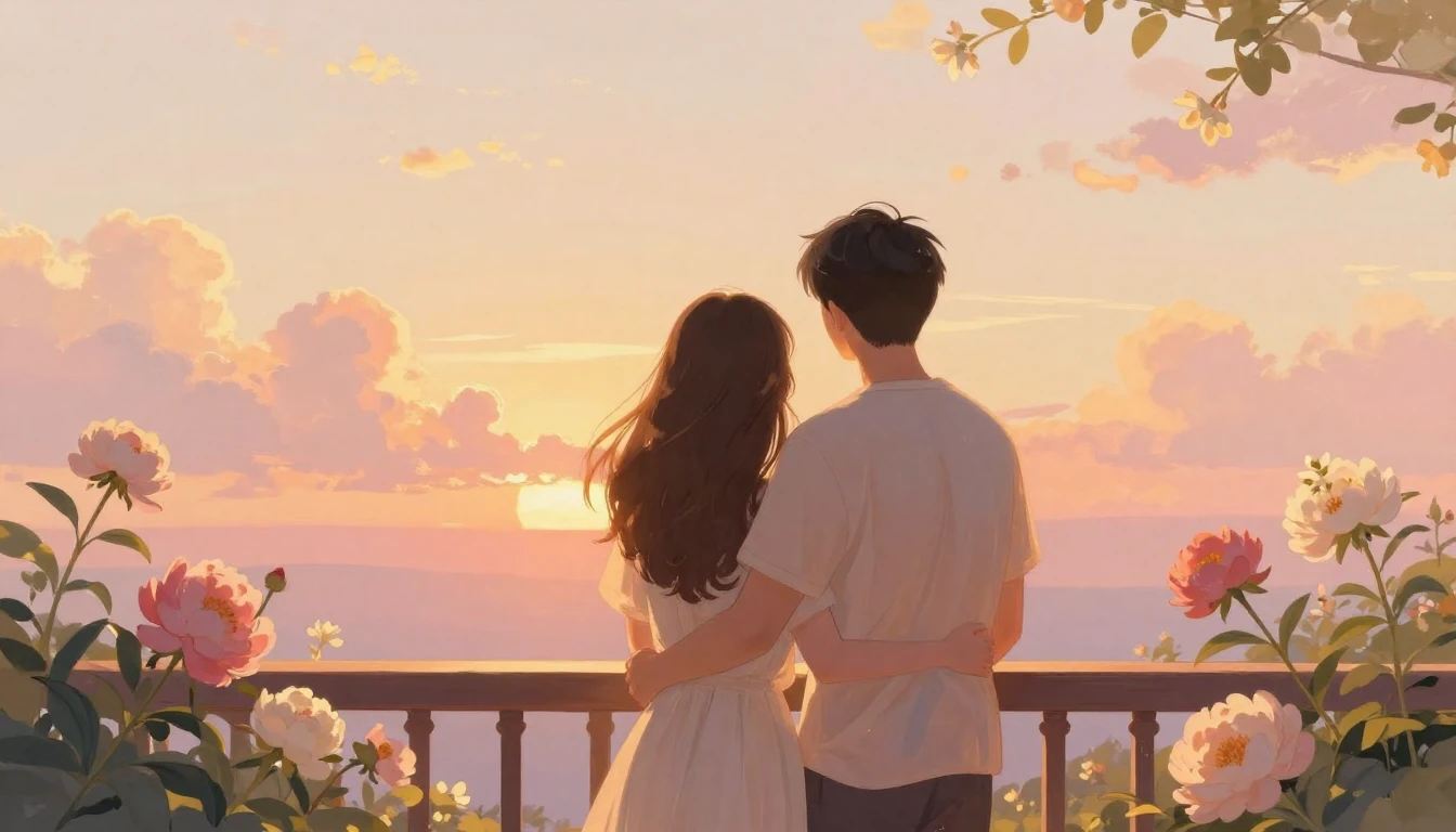 A romantic and intimate scene of a couple standing together ...