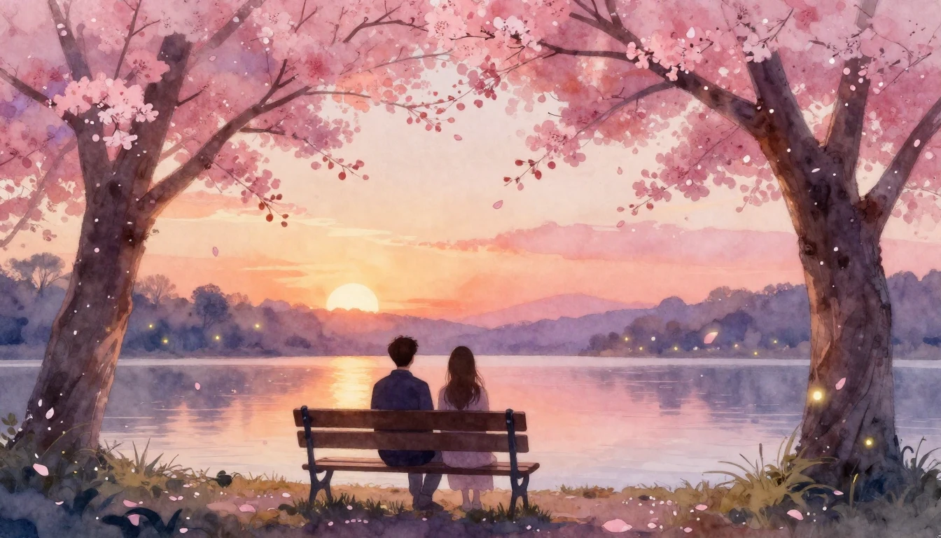 A soft, dreamy watercolor painting featuring a silhouette of...