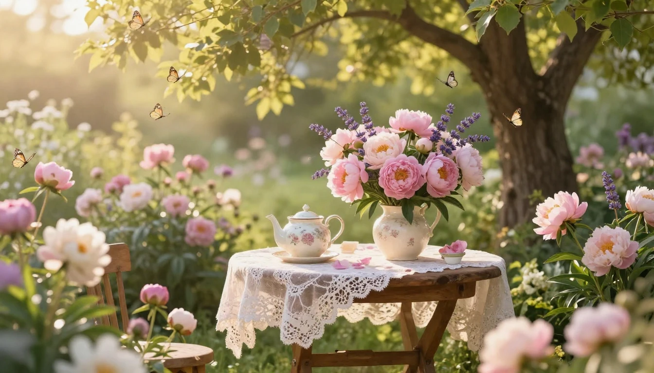 A beautiful, sun-drenched garden in full bloom during the go...