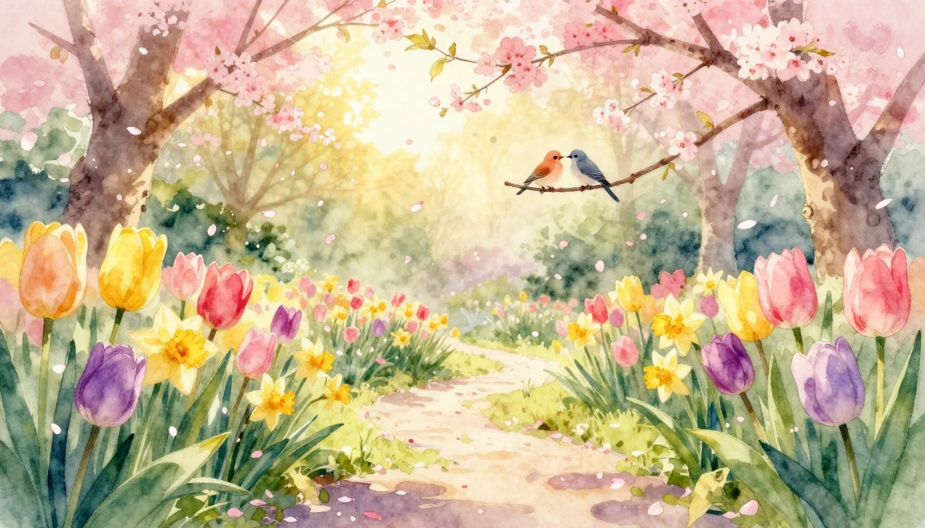 A soft and dreamy watercolor painting depicting the arrival ...