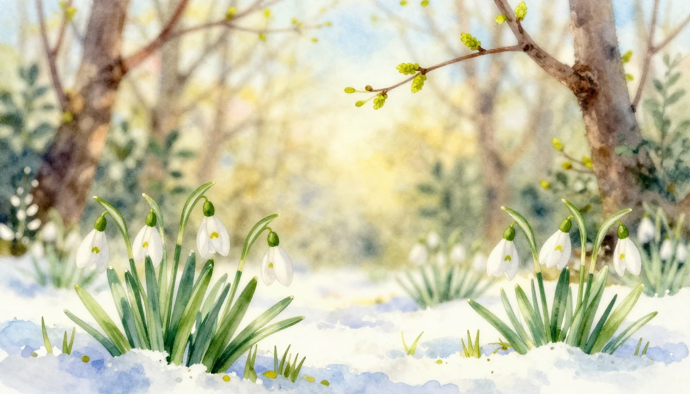 A soft and ethereal watercolor scene depicting the arrival o...