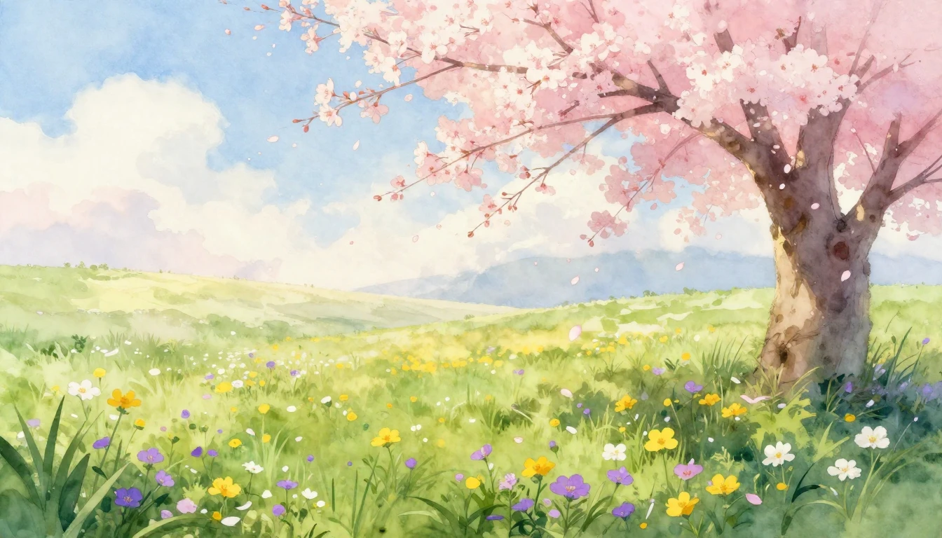 A soft and ethereal watercolor painting depicting the arriva...