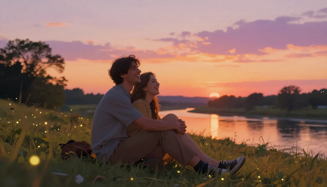 A warm and heartwarming scene of two close friends sitting t...