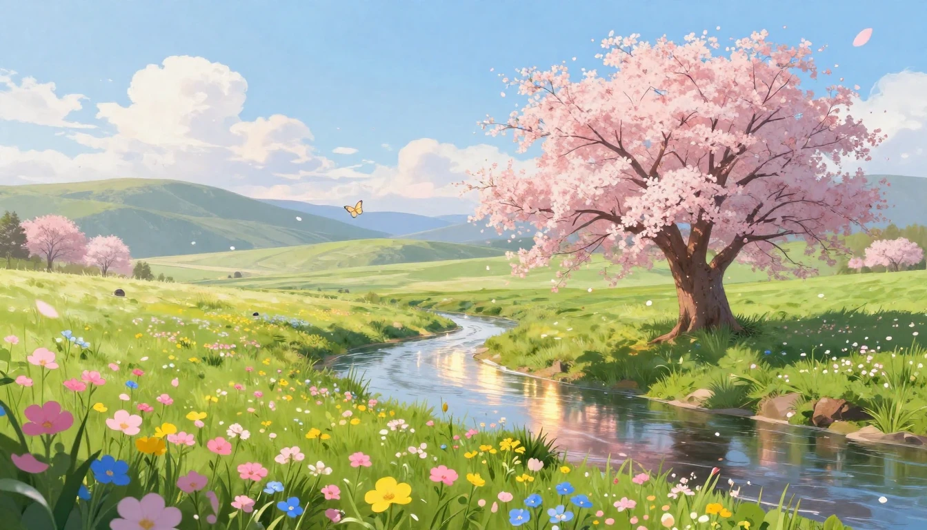 A breathtaking landscape depicting the arrival of spring. Lu...