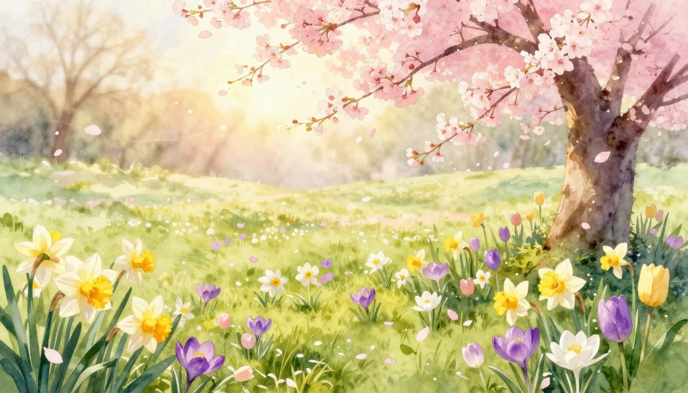 A soft and dreamy watercolor painting depicting the arrival ...