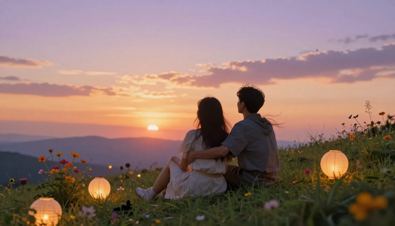 A heartwarming scene of two close friends sitting together o...