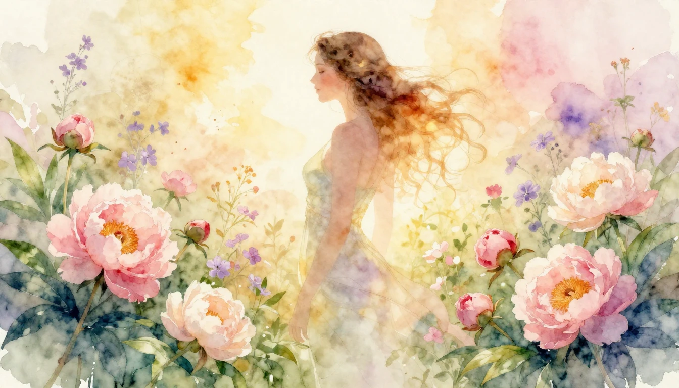 A beautiful and ethereal watercolor painting celebrating wom...