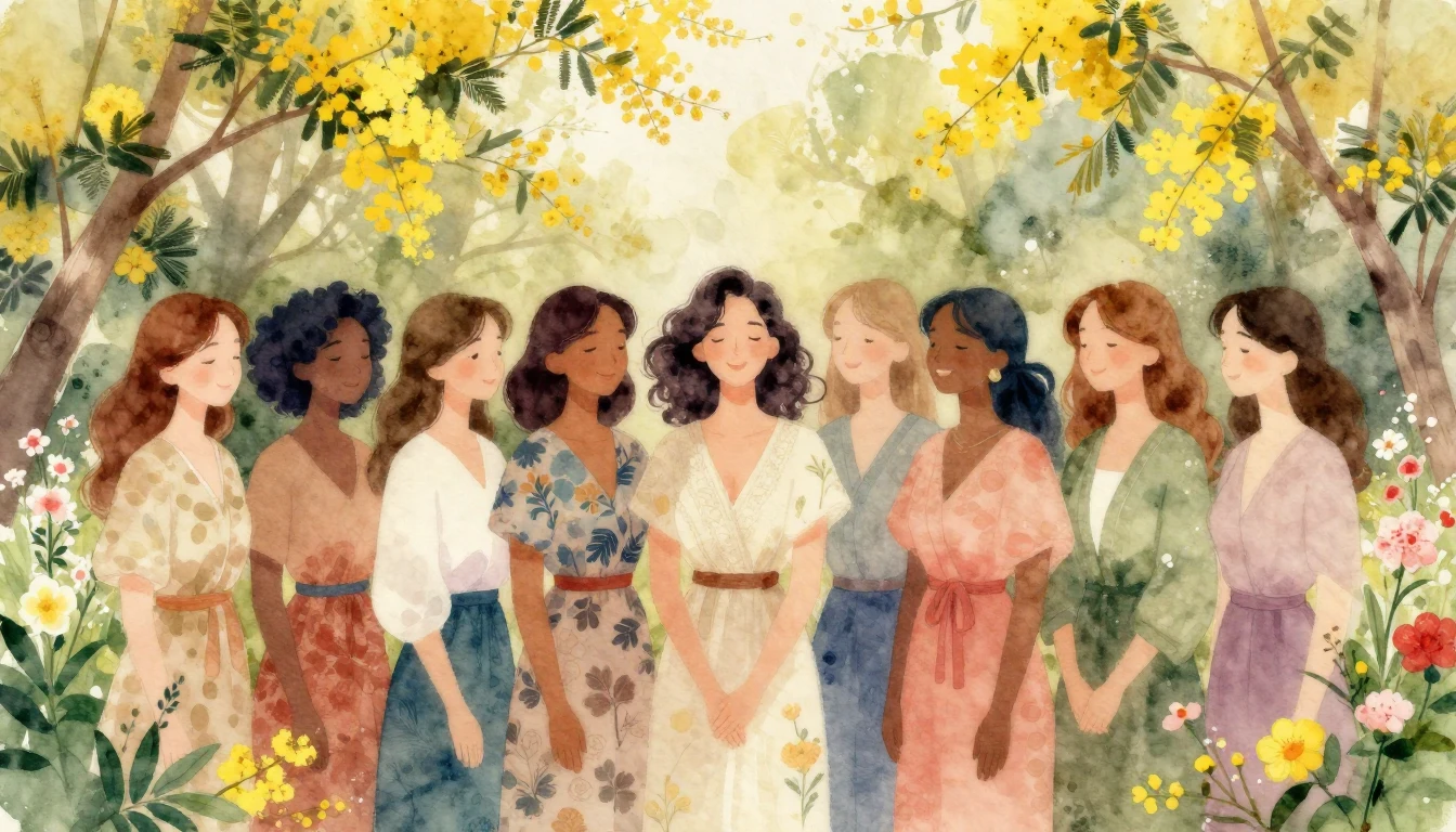 A delicate watercolor painting showcasing a diverse group of...