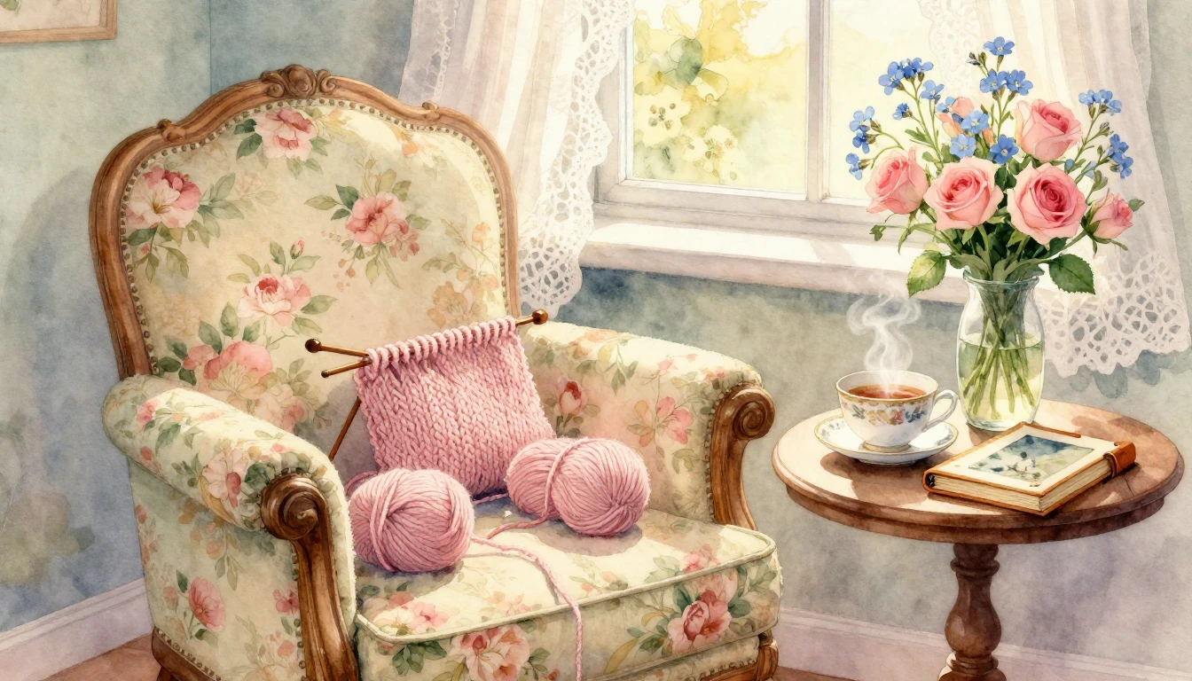 A heartwarming and cozy still life scene rendered in soft wa...