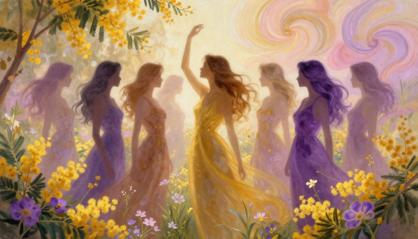 An artistic and vibrant composition celebrating femininity a...