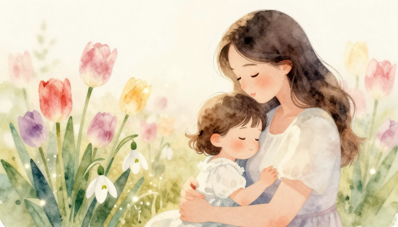 A gentle and warm watercolor illustration celebrating spring...