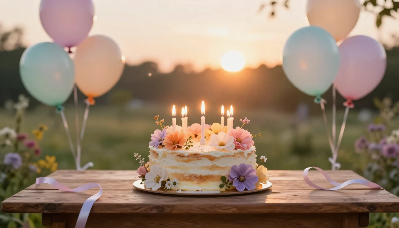 A serene and celebratory scene featuring a large, beautifull...