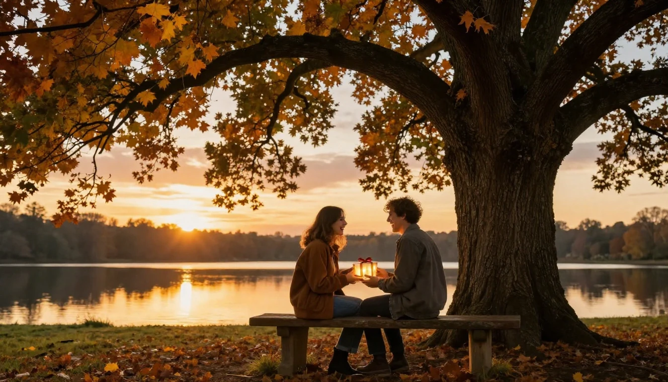 A heartwarming scene of two close friends sitting on a rusti...