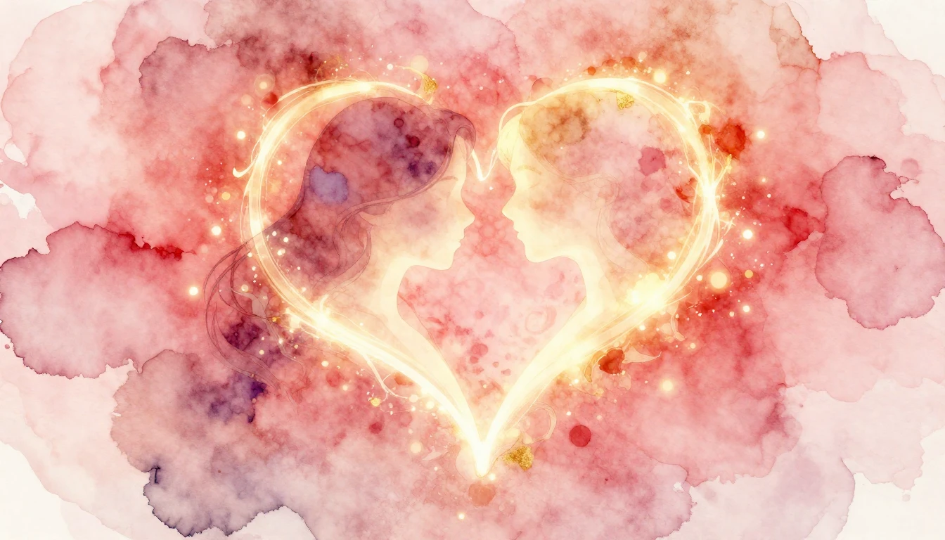 A romantic and soft watercolor illustration depicting two ab...