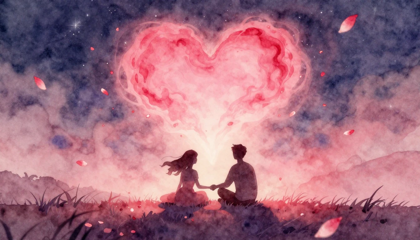 A soft and romantic watercolor painting depicting a conceptu...