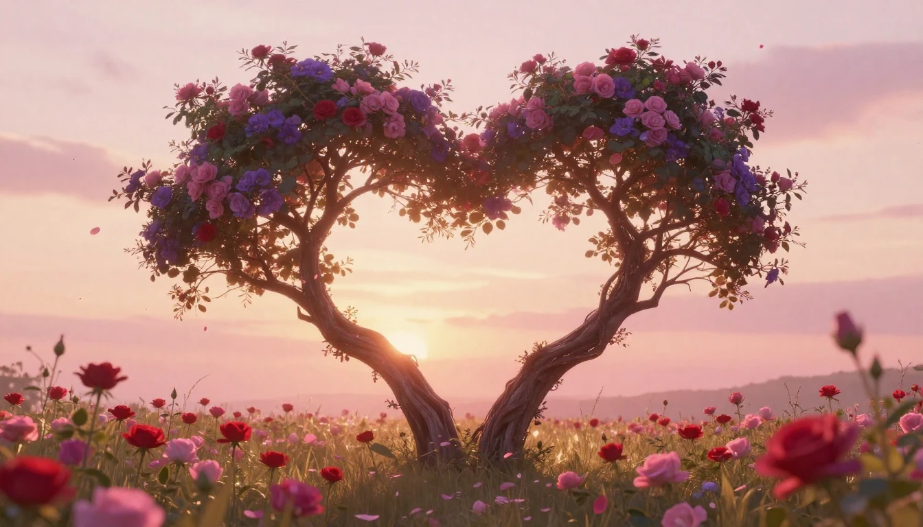 A soft and dreamy romantic composition featuring two intertw...