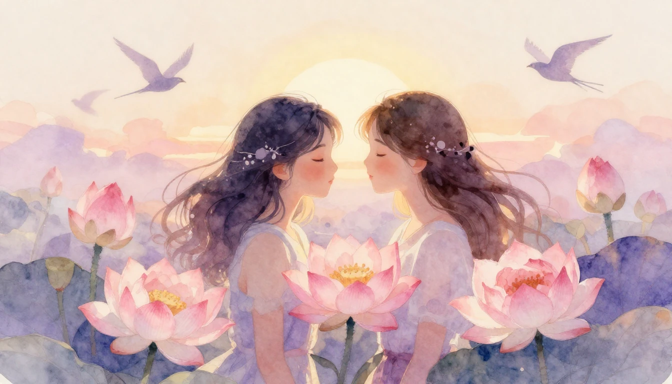 A heartwarming and delicate watercolor illustration depictin...