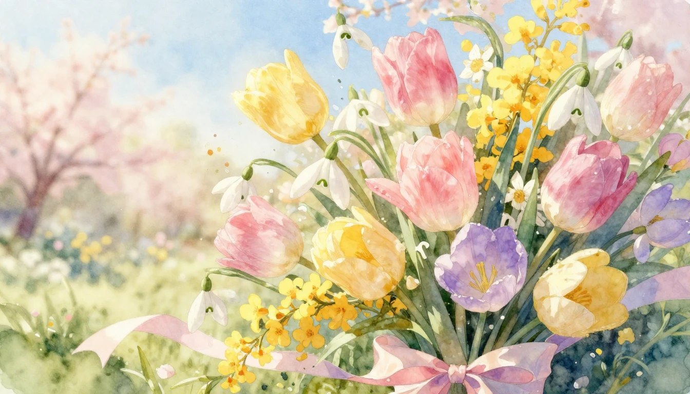 A soft and dreamy watercolor illustration symbolizing Women'...