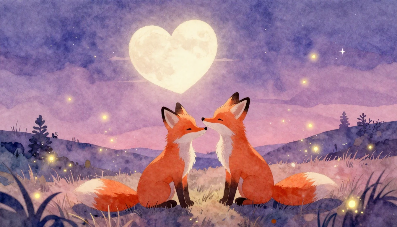 A soft and romantic watercolor illustration featuring two st...