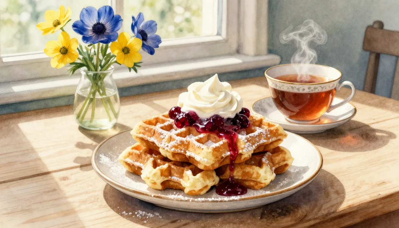 A cozy, sun-drenched kitchen scene celebrating the Swedish V...