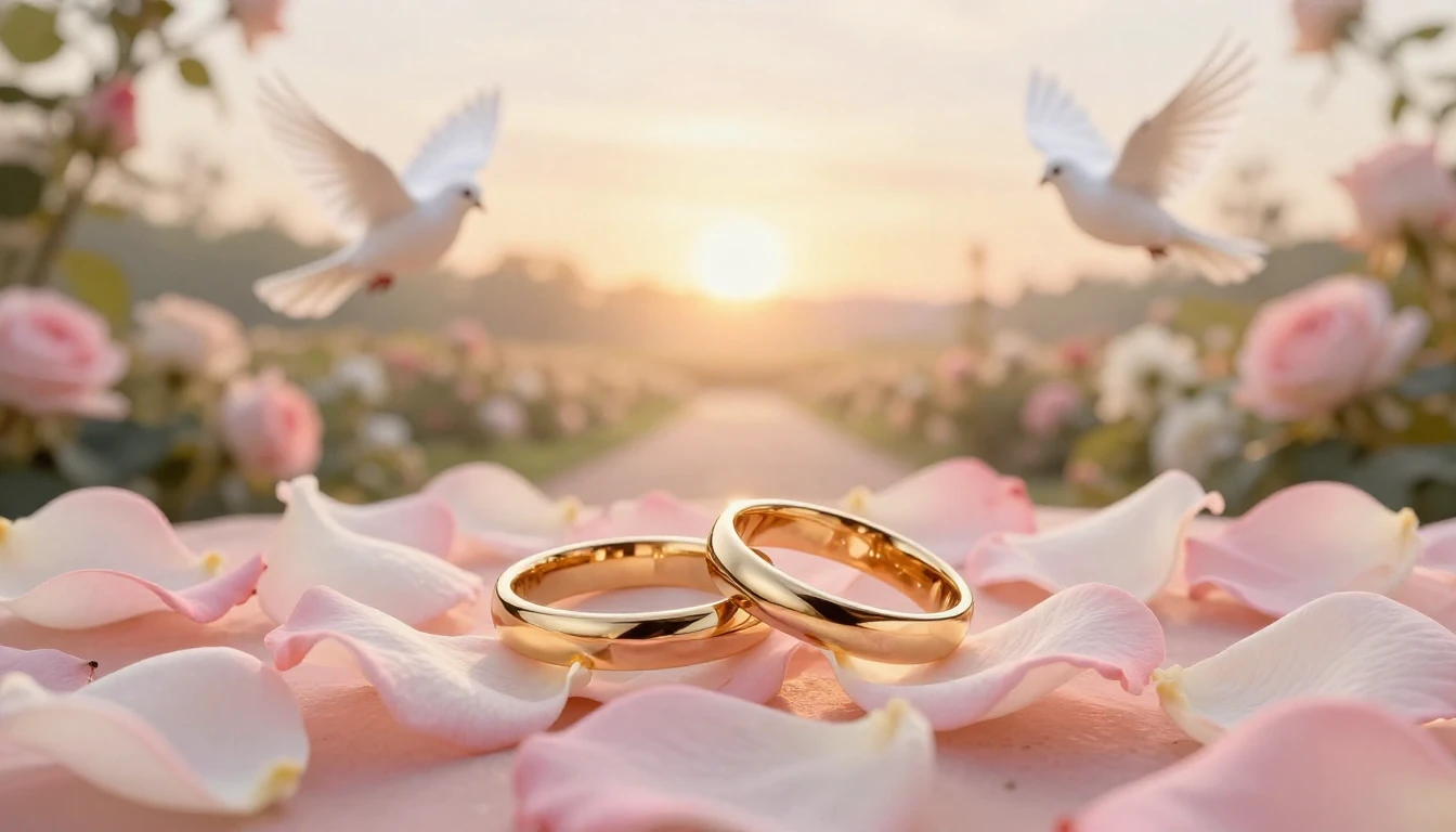 A romantic and soft composition symbolizing eternal love. Tw...