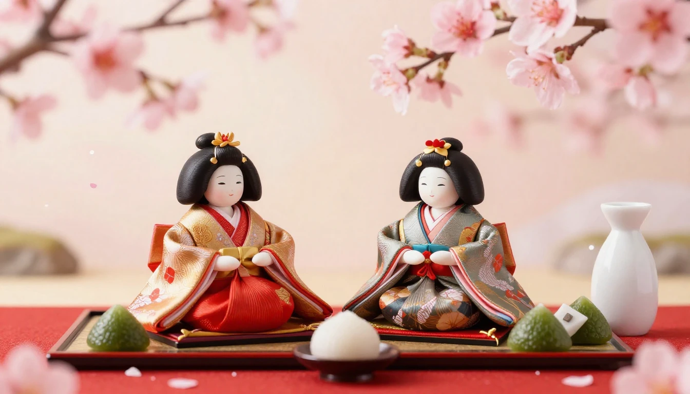 A warm and gentle Japanese Hina Matsuri (Doll Festival) scen...