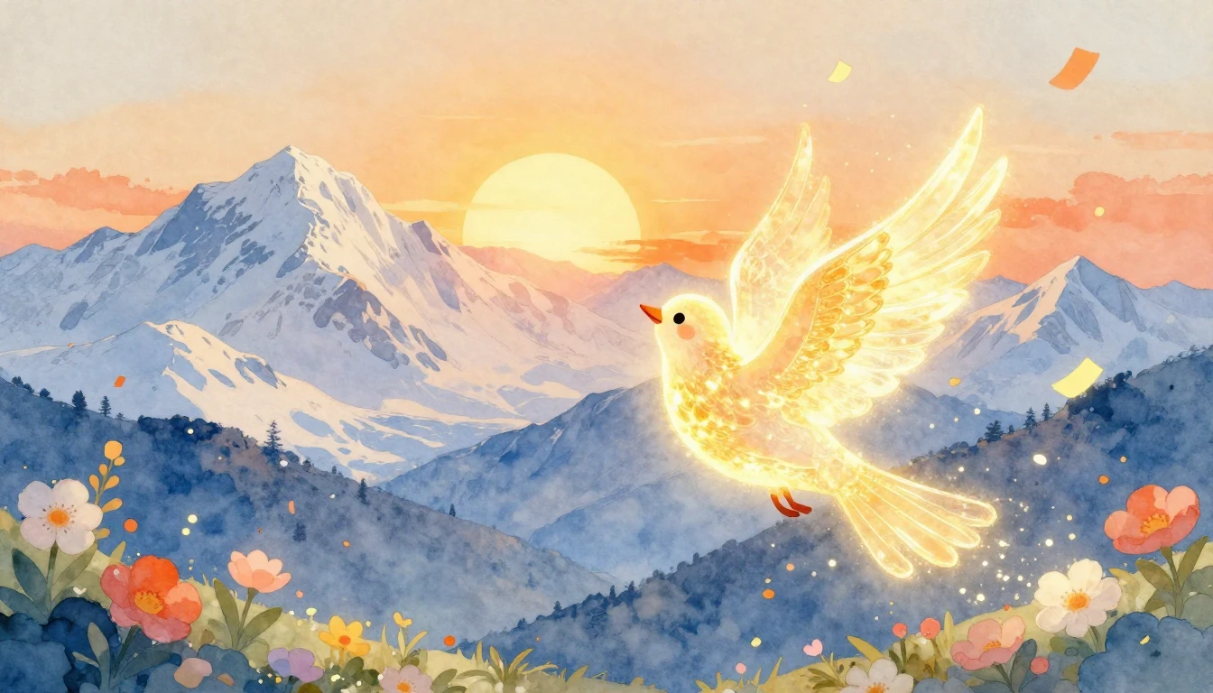 A breathtaking watercolor illustration symbolizing a birthda...