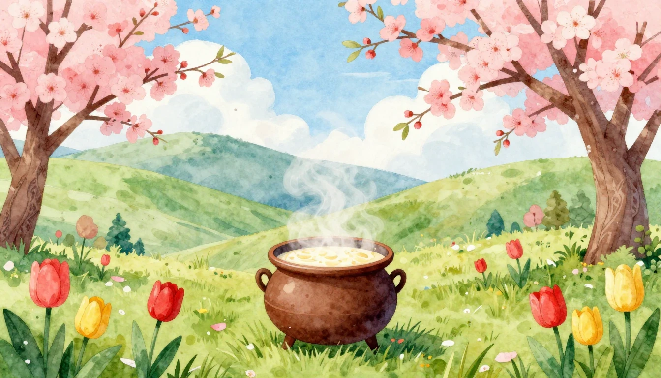 A vibrant and heartwarming watercolor illustration depicting...