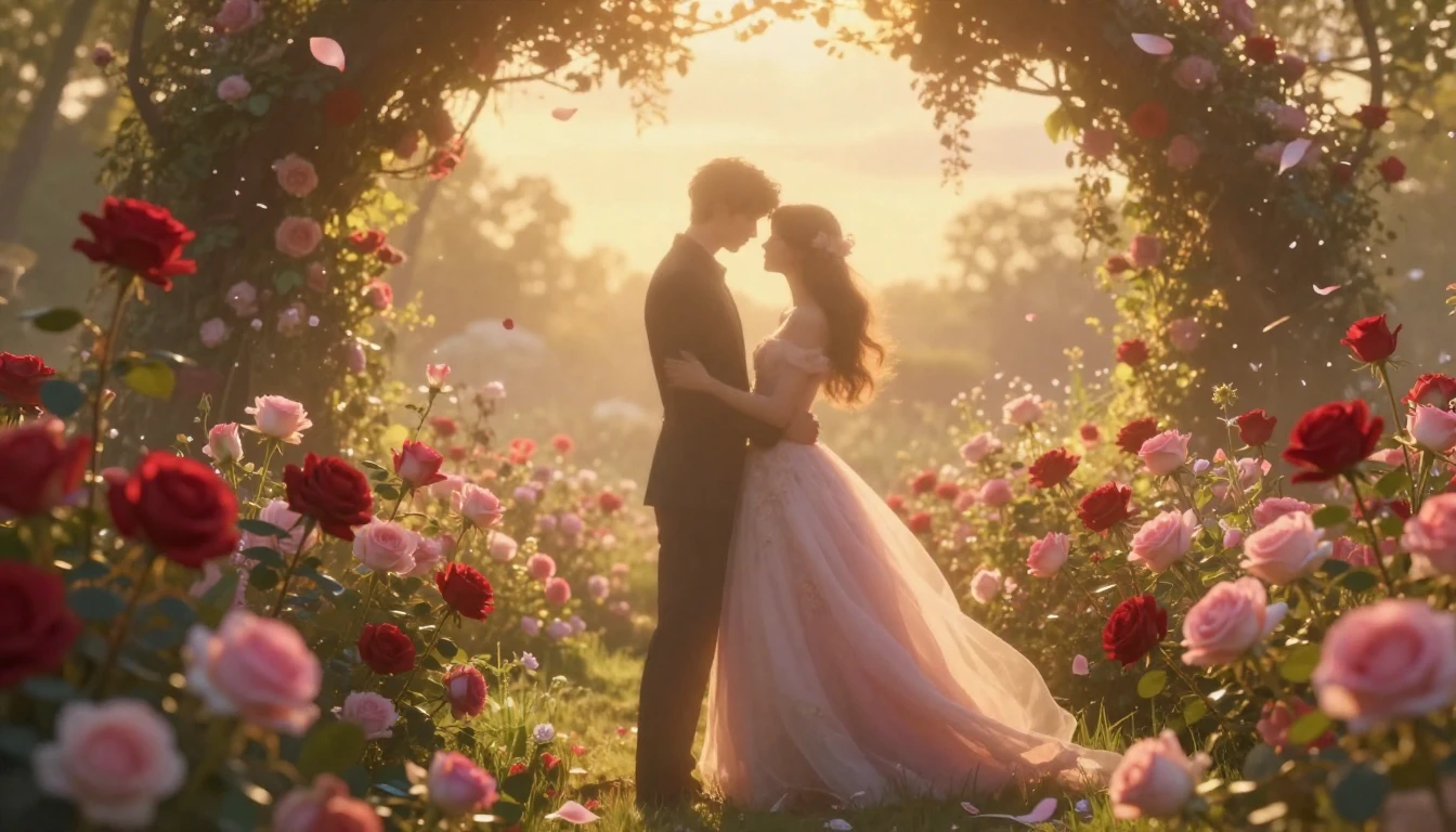 A romantic and dreamlike scene capturing the essence of love...