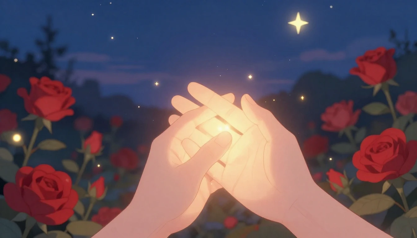 A warm and romantic illustration featuring two intertwined h...