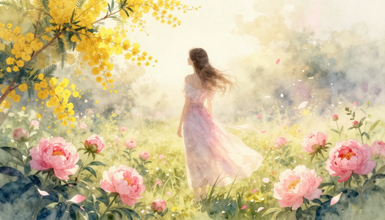 A delicate and ethereal watercolor painting capturing the es...